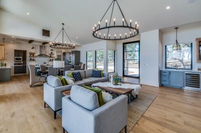 Modern Chandelier in Living Area